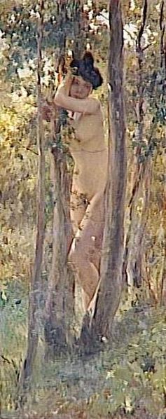 Jeune femme nue dans un sous-bois